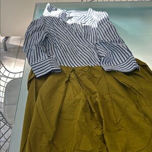 Striped Blue and Olive Dress